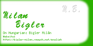milan bigler business card